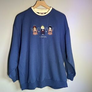 Vintage Top Stitch by Morning Sun God Bless America Angels Collared Sweatshirt
